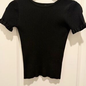 Zara Women's Black V-Neck Ribbed Sweater
